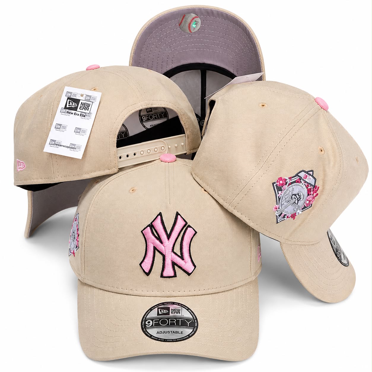beige and pink new era cap
